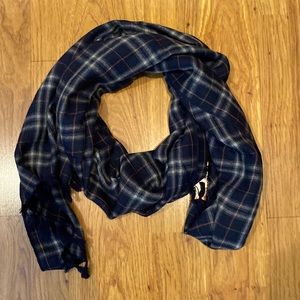 JCrew Factory plaid (navy/white/orange) scarf